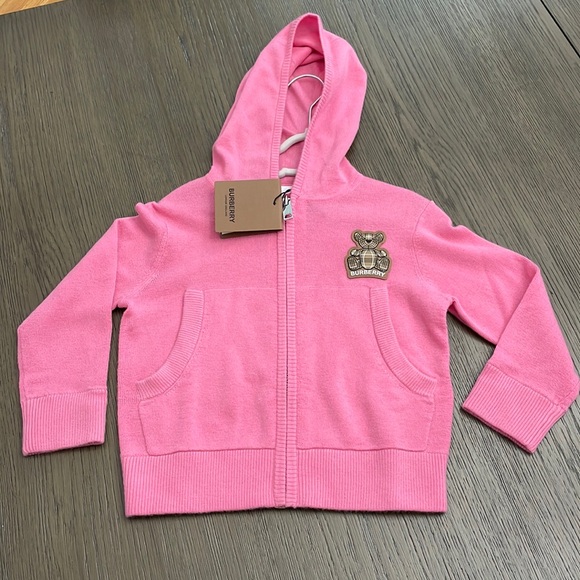 Burberry Bubble Gum Pink Cashmere zip up 3Y NWT - Picture 1 of 11